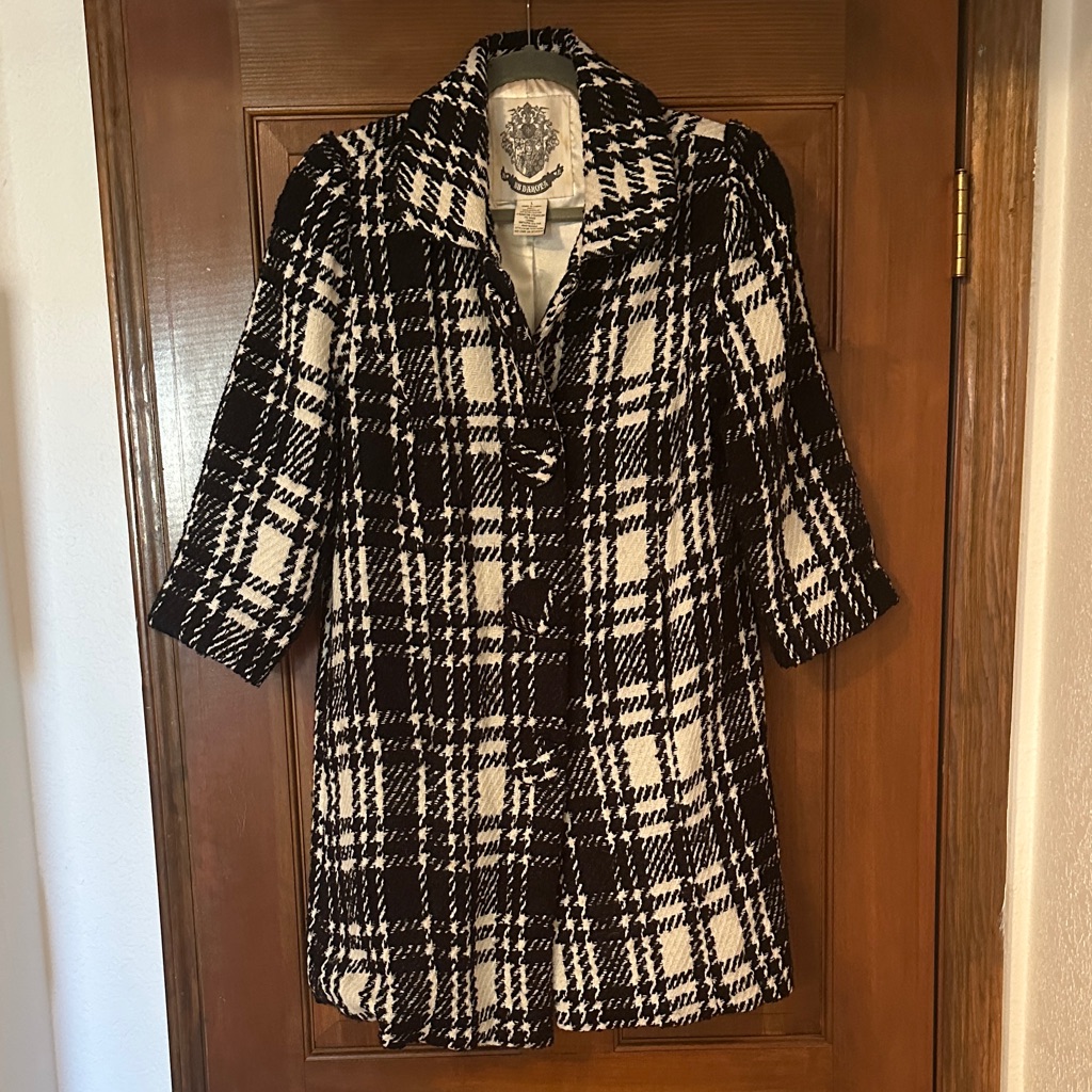Bb Dakota Monochrome Checkered Pea Coat